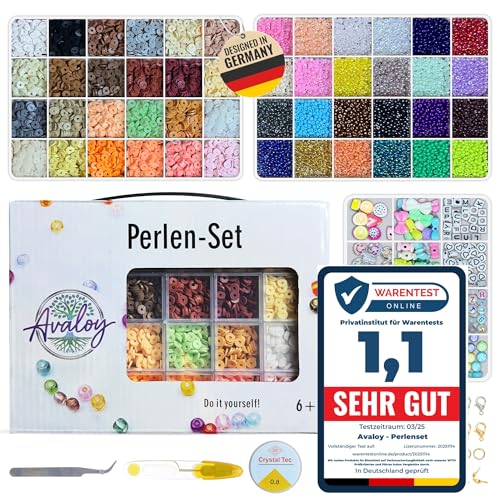 AVALOY Perlen für Armbänder Perlen 48 Farben Armbänder selber machen Perlen Set diy Perlen Set pastell Perlen zum Auffädeln Schmuck selber machen set Perlen 6mm / 3mm Beads (Set 4) von Avaloy