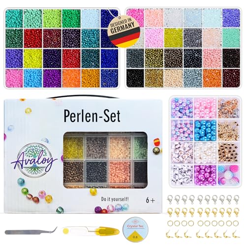 Avaloy Perlen Set - Hochwertige Perlen für Armbänder- Perlenset für Armbänder Erwachsene-Perlen für Kinder, Armbänder Selber Machen Set - Glasperlen Set 3mm / 6mm - Beads (Bunt 3mm Set 1) von Avaloy