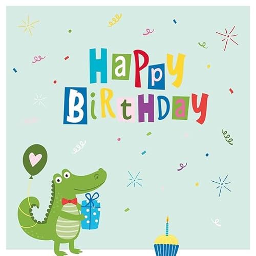 AvanCarte Servietten Kinder Geburtstag Krokodil Happy Birthday 20 St 3-lagig 33x33cm von AvanCarte