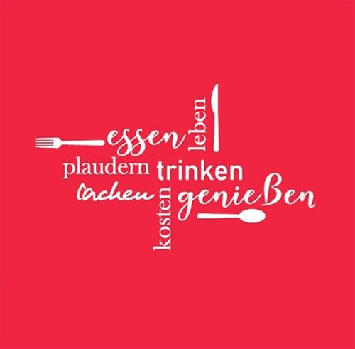 AvanCarte Servietten Spruch Text Essen Trinken plaudern genießen 20 Stück, 3-lagig 33x33cm von AvanCarte