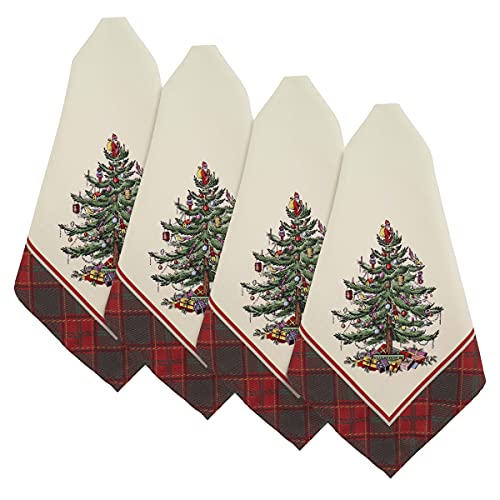 Spode Servietten-Set, Ferienhausdekoration, 4 Stück (Spode Christmas Tree Tartan Collection) von Avanti Linens