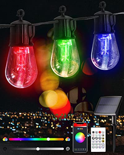 Lichterkette Außen Solar, 15M 25LED RGB Smart Solar Lichterkette Aussen 16 Millionen Farben, 8 Modi Solar Lichterkette Mit USB, IP65 Wasserdicht Lichterkette Für Garten, Party Camping Deko von Avatar Controls