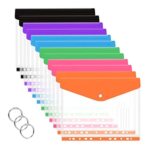 12 Stück Gestanzte Transparente Aktenmappen Umschlagmappen Verschluss 11 Löchern Binder Aktenordner von Avejjbaey