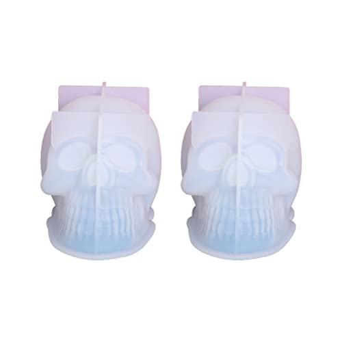 3D-Totenkopf-Kerzenformen, Set mit 2 Silikon-Skelett-Formen, Halloween-Form für Seife, Schokolade, Kuchen, Dekoration, Werkzeug von Avejjbaey