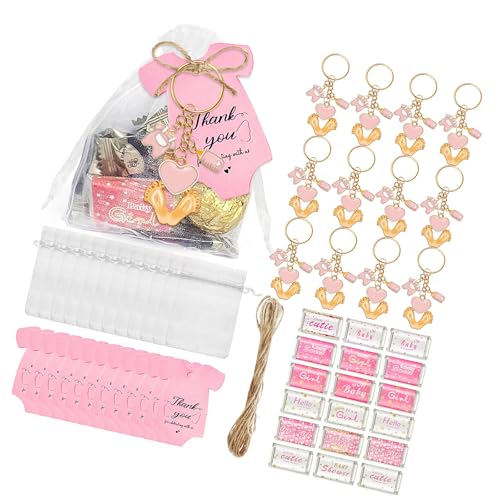 Avejjbaey 6/20 Stück Babyfüße-Anhänger-Schlüsselanhänger-Set mit Tasche, Dankeschön-Etikett, Aufkleber für Hochzeit, Baby von Avejjbaey