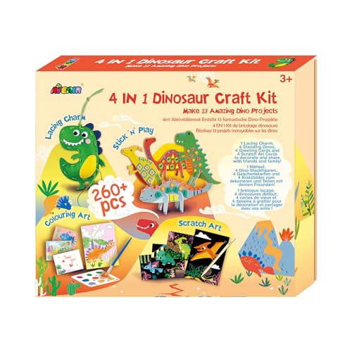 Avenir 6301773 Kreativset Dinosaurier, 4in1 Bastelset mit 13 DIY Projekten, Basteln, Nähen, Wasserfarben, Kratzbilder, für Kinder ab 3 Jahren Avenir 6301773 Kreativset Dinosaurier, 4in1 Bastelset mit 13 DIY Projekten, Basteln, Nähen, Wasserfarben, Kratzbilder, für Kinder ab 3 Jahren von Avenir