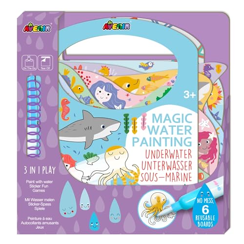 Avenir Ausmalspiel Unterwasser, 3-in-1 Kreativ-Set mit Spielen, Stickern und Ausmalbildern, DIY, für Kinder ab 3 Jahren von Avenir