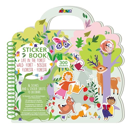 Stickerbuch Waldmotiv 16 Hintergrundszenen inklusive Pop Up Szenen 300 Sticker ideal für Unterwegs ab 3 Jahren von Avenir