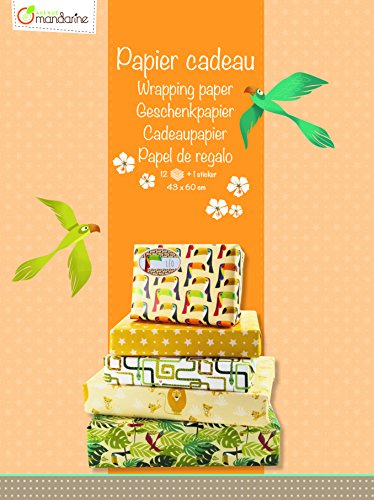 Avenue Mandarine CO085O - Block mit 12 Bogen Geschenkpapier, 43x60cm, 4-fach gefaltet, ideal um Geschenke zu veredeln + 1 Stickerbogen 21x29,7cm zum Personalisieren des Geschenks, Junge, 1 Block von Avenue Mandarine