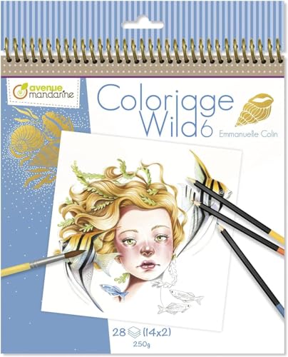 Avenue Mandarine GY124C - Sammelmalbuch Wild, 6. Edition, aus Zeichenpapier 250g, mit mikroperforierten Blättern, 28 Blatt (14 Zeichnungen x 29, ideal für Kinder ab 5 Jahren, 1 Stück von Avenue Mandarine