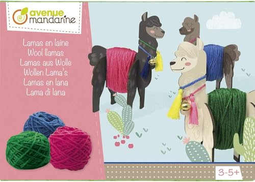 Avenue Mandarine KC067C Kreativset (Lamas aus Wolle, ideal für Kinder ab 3 Jahre) 1 Set, bunt von Avenue Mandarine