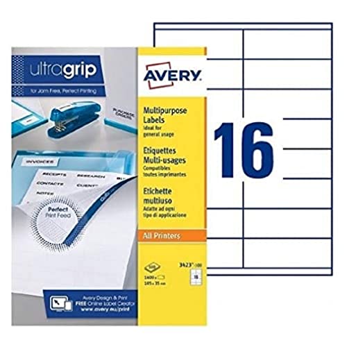 AVERY Boite de1600 étiquettes blanches multi usages 105x35mm ? pour laser. jet d'encre et copieur von Avery