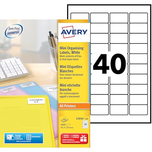 Avery L7654-100 100 Blatt / 4000 Etiketten von Avery