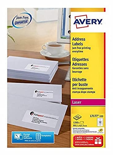 Boîte de 800 étiquettes. Laser blanc AVERY 99,1X42,3 L7177-100 von Avery