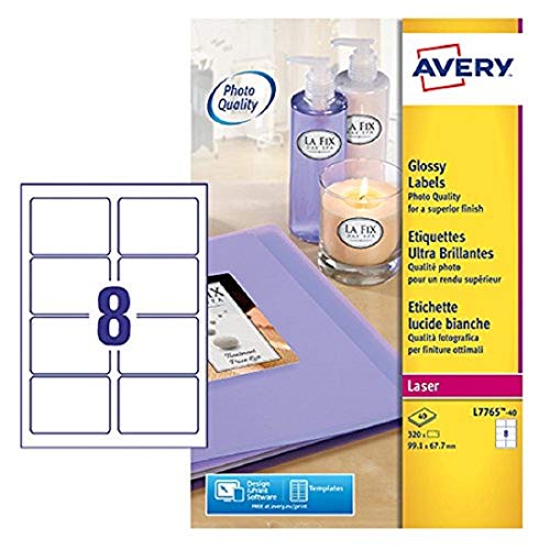 Avery L7765-40 Farblaser-Etiketten 8 Etiketten pro Blatt 99,1 x 67,7 mm 320 Stück von Avery Dennsion Zweckform