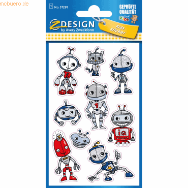 10 x Avery Zweckform Glitter Stickers Roboter 9 Motive bunt 9 Stück von Avery Zweckform