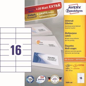 AVERY Zweckform Universal-Etiketten 105x37 mm VE=3520 Stück weiß von Avery Zweckform