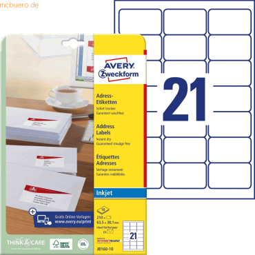 Avery Zweckform Adress-Etiketten 63,5x38,1 mm DP INTERNETMARKE 10 Blat von Avery Zweckform