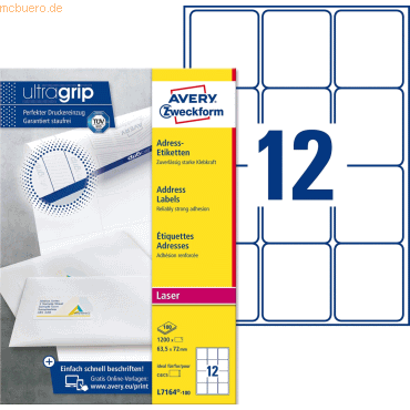 Avery Zweckform Adress-Etiketten ultragrip 63,5x72 mm VE=1.200 Etikett von Avery Zweckform