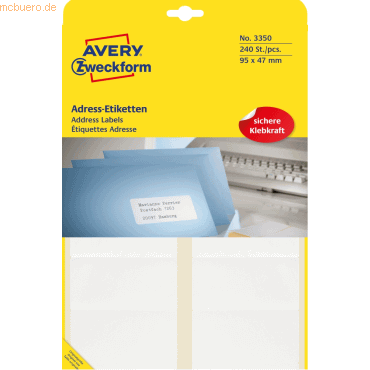 Avery Zweckform Adressetiketten 95x47mm VE=240 Stück von Avery Zweckform