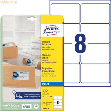 Avery Zweckform Adressetiketten 99,1x67,7mm VE=200 Stück von Avery Zweckform