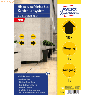 Avery Zweckform Aufkleber Set Kundenleitsystem 200mm gelb/schwarz VE=1 von Avery Zweckform