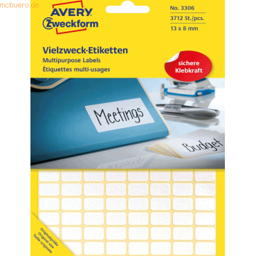 Avery Zweckform Etiketten 13x8mm VE=3712 Stück weiß von Avery Zweckform