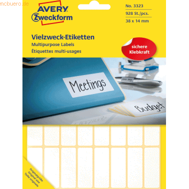 Avery Zweckform Etiketten 38x14mm VE=928 Stück weiß von Avery Zweckform