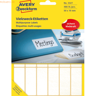 Avery Zweckform Etiketten 50x19mm VE=486 Stück weiß von Avery Zweckform