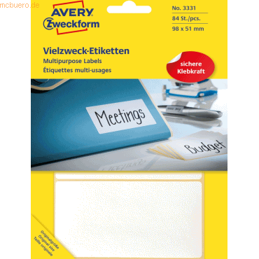 Avery Zweckform Etiketten 98x51mm VE=84 Stück weiß von Avery Zweckform