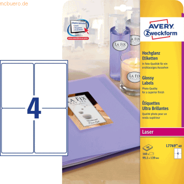 Avery Zweckform Etiketten mit Spezialbeschichtung 99,1x139 mm 40 Blatt von Avery Zweckform