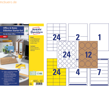 Avery Zweckform Home Office Etiketten Set Formen/Farben sortiert VE=18 von Avery Zweckform