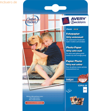 Avery Zweckform Inkjet-Fotopapier Classic A6 einseitig beschichtet sei von Avery Zweckform