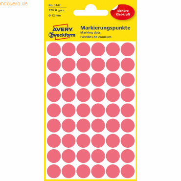 Avery Zweckform Markierungspunkte 12 mm 5 Blatt/270 Etiketten leuchtro von Avery Zweckform