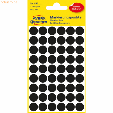 Avery Zweckform Markierungspunkte 12mm VE=270 Stück schwarz von Avery Zweckform