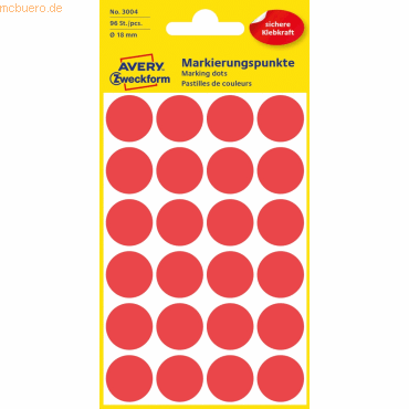 Avery Zweckform Markierungspunkte 18mm Durchmesser rot VE=96 Stück von Avery Zweckform