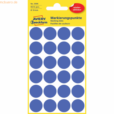 Avery Zweckform Markierungspunkte 18mm blau wiederablösbar VE=96 Stück von Avery Zweckform