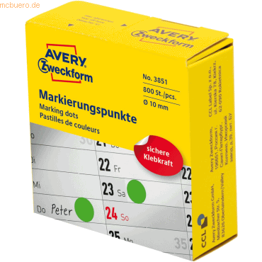 Avery Zweckform Markierungspunkte auf Rolle 10mm grün VE=800 Stück von Avery Zweckform