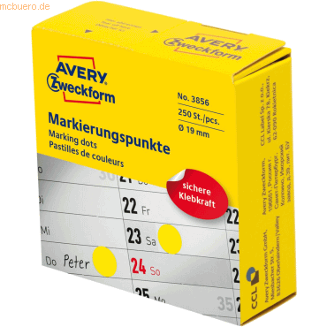 Avery Zweckform Markierungspunkte auf Rolle 19mm gelb VE=250 Etiketten von Avery Zweckform