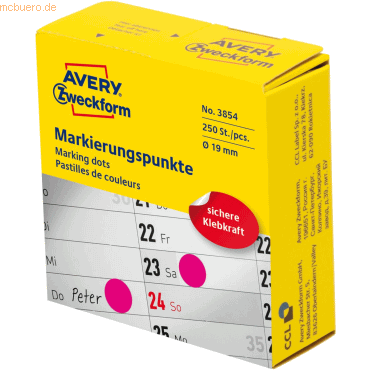 Avery Zweckform Markierungspunkte auf Rolle 19mm magenta VE=250 Etiket von Avery Zweckform