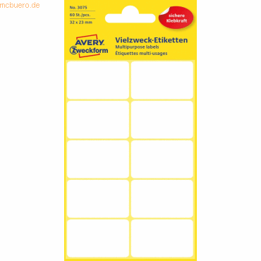 10 x Avery Zweckform Mini-Organisations-Etiketten 32x23 mm 6 Blatt/60 von Avery Zweckform