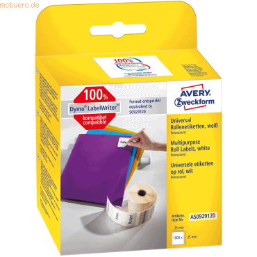 Avery Zweckform Rollen-Etiketten Etiketten Universal 25x25mm 1 Rolle/1 von Avery Zweckform