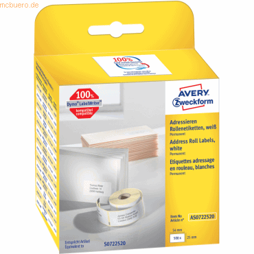 Avery Zweckform Rollenetiketten Adressieren 54x25mm VE=500 Stück von Avery Zweckform