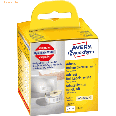 Avery Zweckform Rollenetiketten Adressieren 89x28mm VE=2x130 Stück von Avery Zweckform