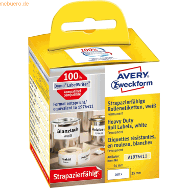 Avery Zweckform Rollenetiketten Folie strapazierfähig 25x54 mm weiß VE von Avery Zweckform