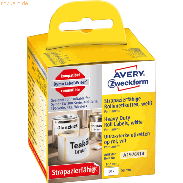 Avery Zweckform Rollenetiketten strapazierfähig 59x102mm Folie weiß VE von Avery Zweckform