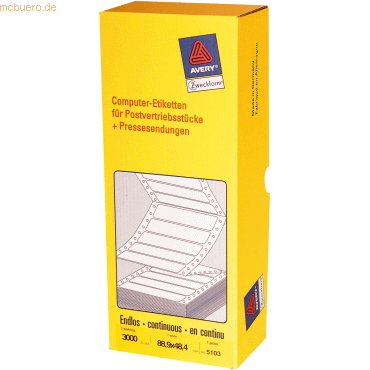 Avery Zweckform Universal-Etiketten 88,9x48,4 mm 3000 Etiketten weiß von Avery Zweckform