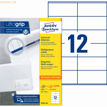 Avery Zweckform Universal-Etiketten ultragrip 105x48 mm VE=2.640 Etike von Avery Zweckform