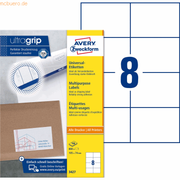 Avery Zweckform Universal-Etiketten ultragrip 105x74 mm VE=800 Etikett von Avery Zweckform