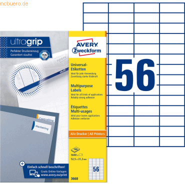 Avery Zweckform Universal-Etiketten ultragrip 52,5x21,2 mm VE=5.600 Et von Avery Zweckform